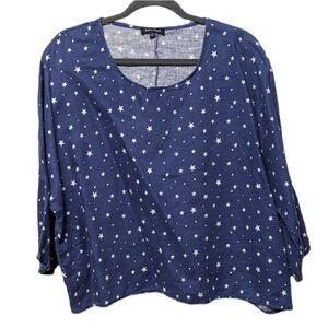 ATHENA MARIE Linen Star Print Boxy Top M